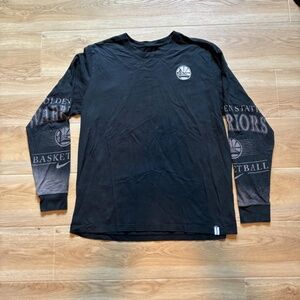 Nike Golden State Warriors NBA Embroidered Logo Black Long Sleeve Shirt Men’s XL